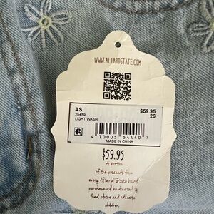 Altar'd State Blue Jean Shorts with Embroidered Details